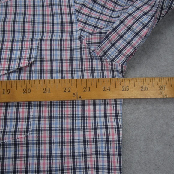 PANHANDLE SLIM Shirt Mens 17/35 Blue Pink Plaid‎ Pearl Snap Long Sleeve Western - Picture 11 of 16